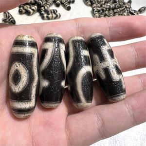 卸売40mmブラックカラーチベット古代神の富古いビーズアンティークチベット瑪瑙ビーズブレスレット作り用