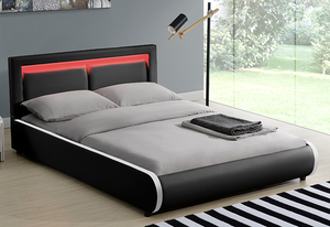 Willhome Modern avrupa tarzı LED yatak ile üstün kafalık yastık yumuşak deri döşeme ahşap çerçeve üzerinde ev için - Product Image 4