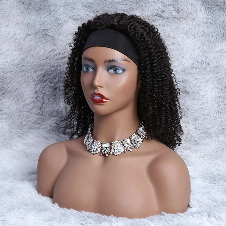 黒人女性のための卸売キューティクル整列バージンブラジル人毛ヘッドバンドウィッグ
