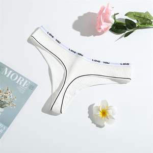 新作レディースひも: 通気性のあるミッドコットンTバック、セクシーなバットリフト、コットンクロッチ、レディースブリーフスタイルのひも - Product Image 6