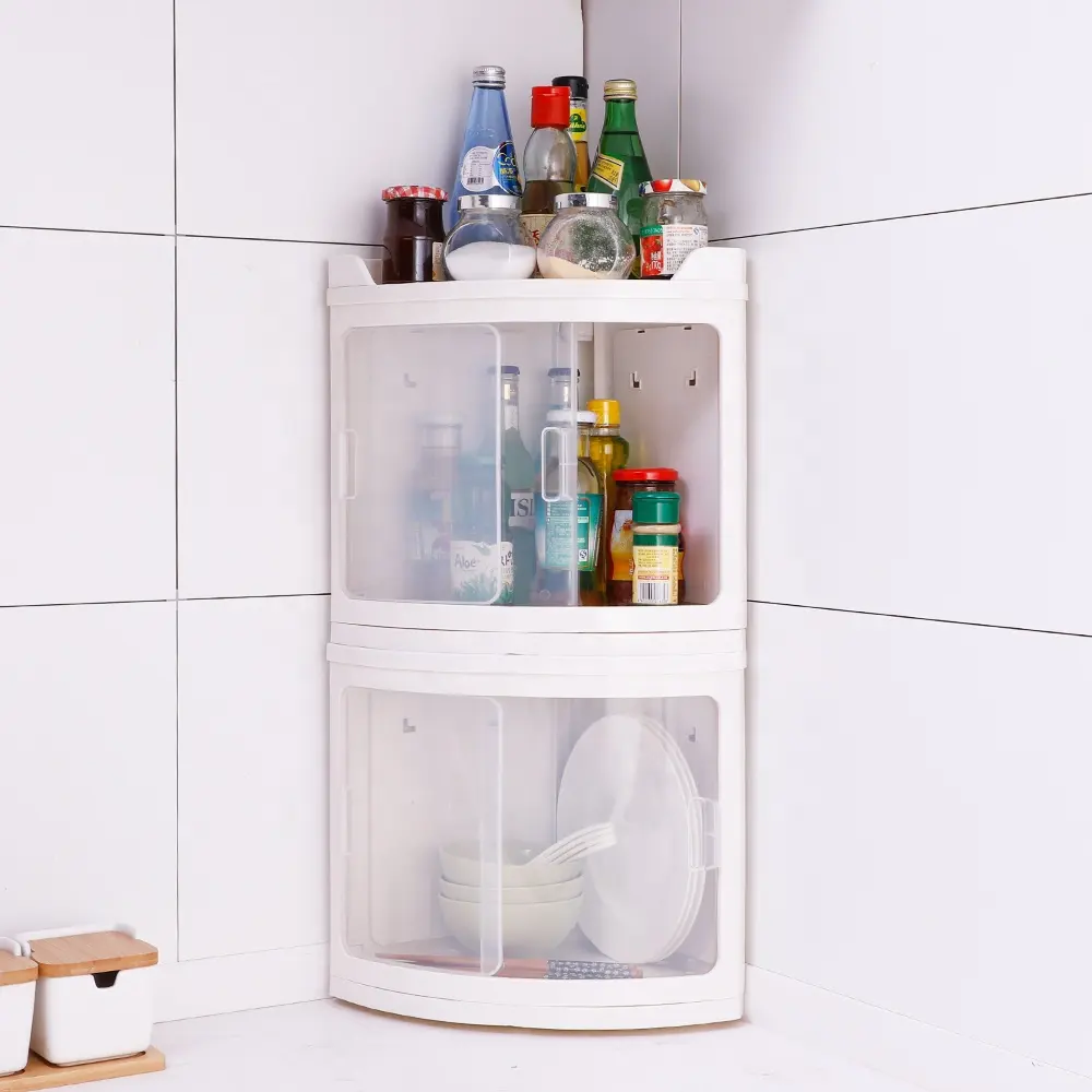 2 niveles de baño estante de almacenamiento apilable caja de almacenamiento de plástico extraíble accesorios de cocina especias estante