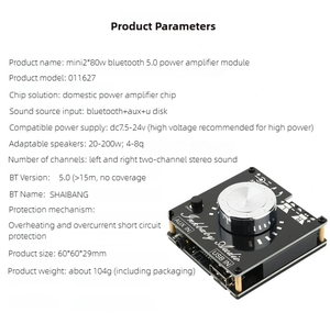 BT 5.0デジタルパワーアンプボードステレオ100W * 2サポートUディスクAUX入力DIYオーディオパワーアンプモジュール - Product Image 5