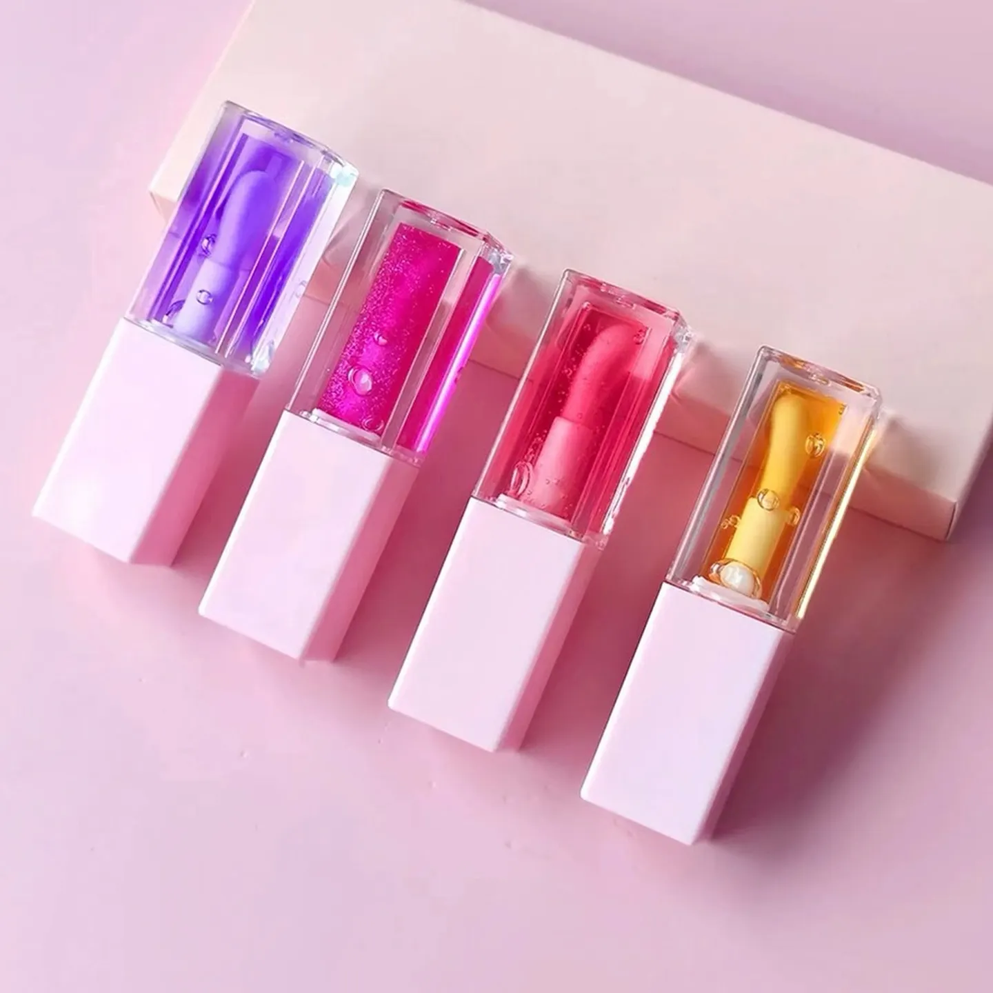 Vegano biologico rosa trattamento labbra estratto di frutta lucido per la cura delle labbra olio impermeabile colorato di vitamina E colore che cambia il labbro olio