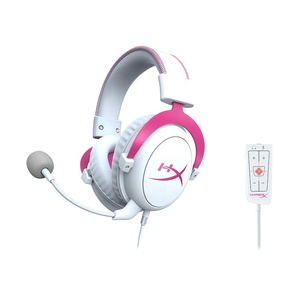 Per iper X Cloud II cuffie cablate con cancellazione del rumore staccabile 7.1 suono Surround virtuale bianco e rosa per Computer PC - Product Image 2