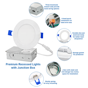 <strong>4</strong> Inch Color Selectable 3cct Led Recessed Ceiling Down Panel <strong>Light</strong> Led Pot <strong>Light</strong> Downlight Potlight With Junction Box - Product Image 6