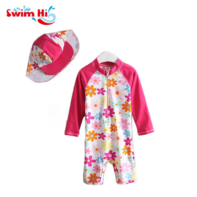 Mädchen Kinder One Piece Cute Flower Badeanzug Rash Guard Badeanzug Upf 50 Uv