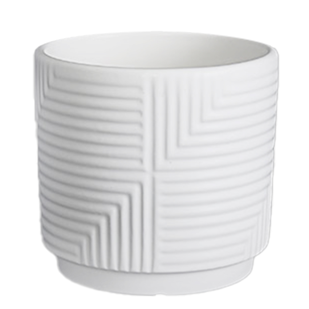 Wholesale Garden Indoor striped Flower Pots Decor White Modern Small Ceramic Plant Pots