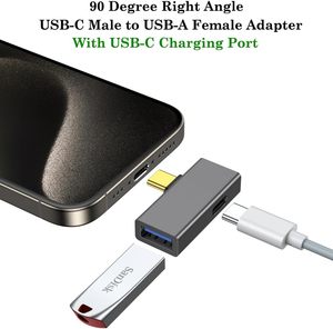3端口USB 3.1适配器，带100W充电端口，适用于iPhone 15、MacBook、iMac、iPad的Thunderbolt 4/3 OTG转换器