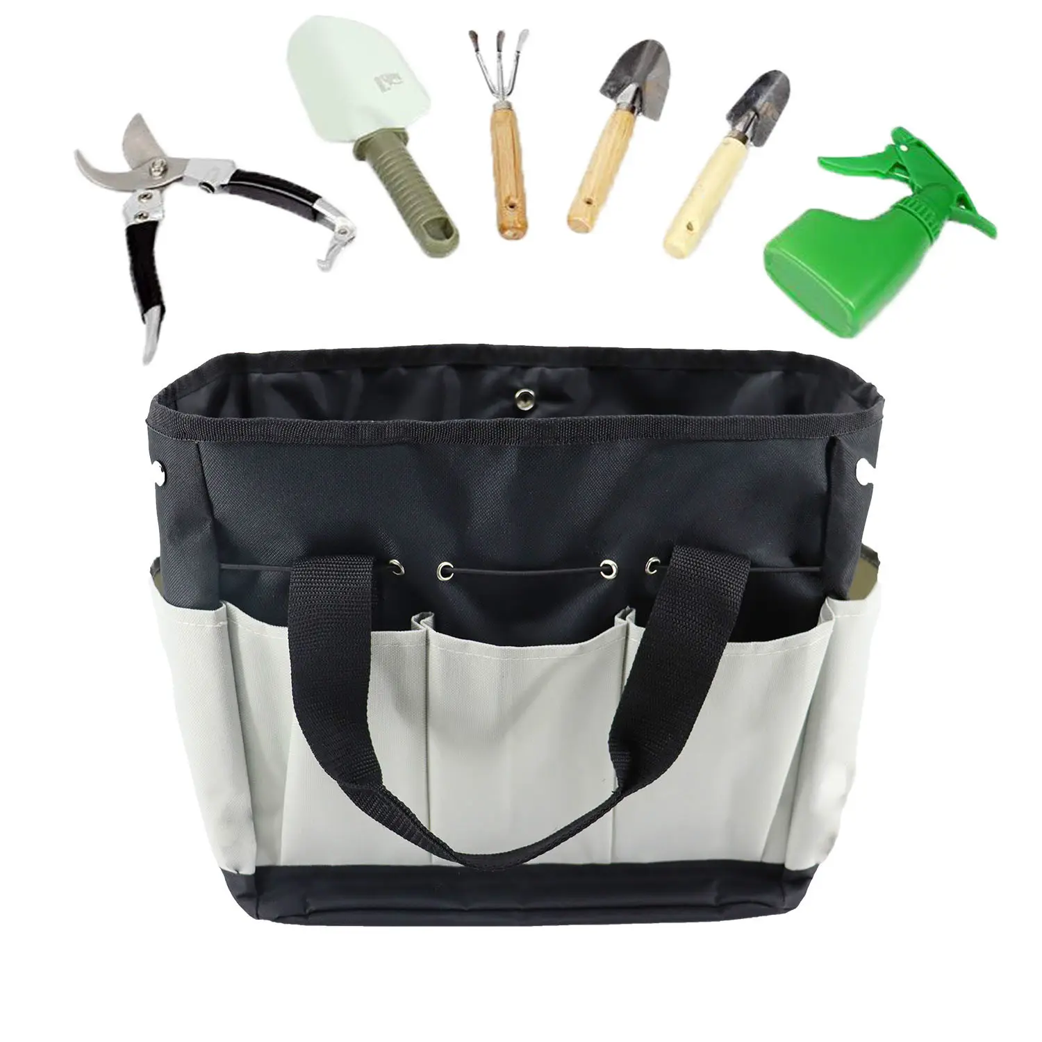 Ensemble d'outils de jardin sac fourre-tout sac à outils de jardinage organisateur sac de rangement de jardin robuste avec longue bandoulière réglable pour outil