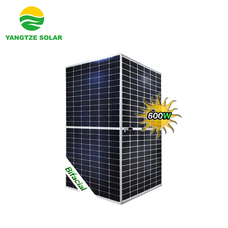 Yangtze 30 yıl garanti TUV CE sertifikalı çift yüzlü güneş hücre paneli güneş 600 watt