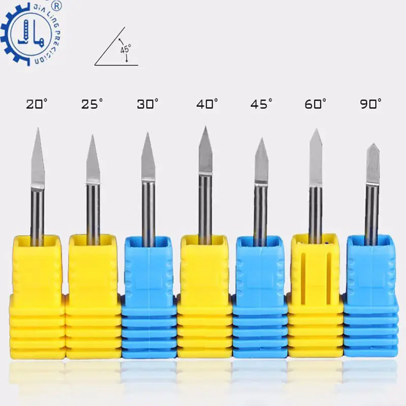 Jialing utensile per incisione CNC carburo di CNC fondo piatto forma a V fresa per incisione fresa a V fresa fresa per incisione punta per Router