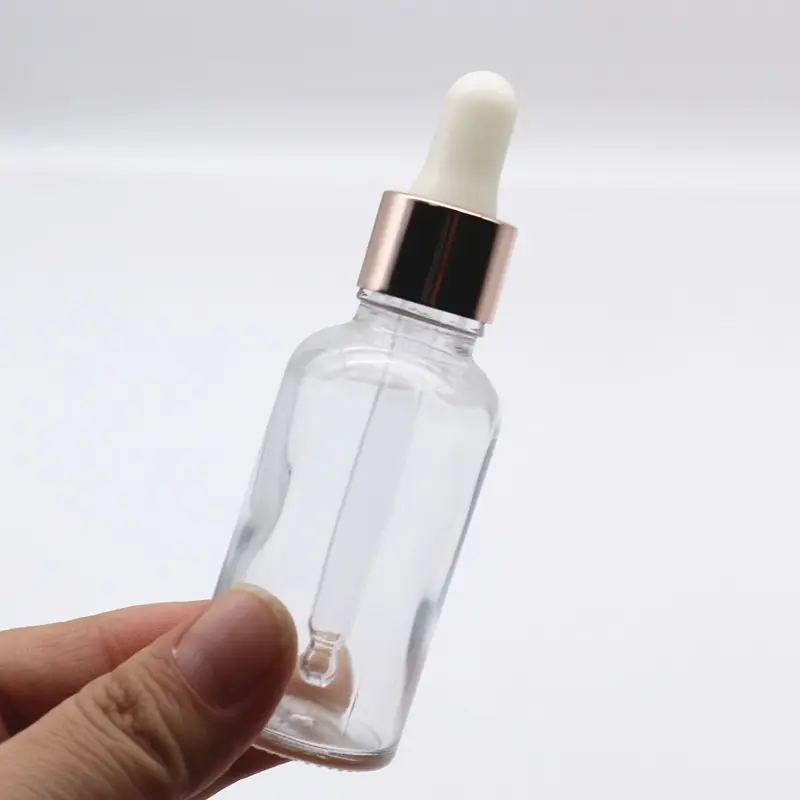 1 Unze 30ml klar gefrostete kosmetische ätherische Öl Glas Serum Tropf flasche mit Roségold Kappe 5ml 10ml 15ml 20ml 50ml 100ml