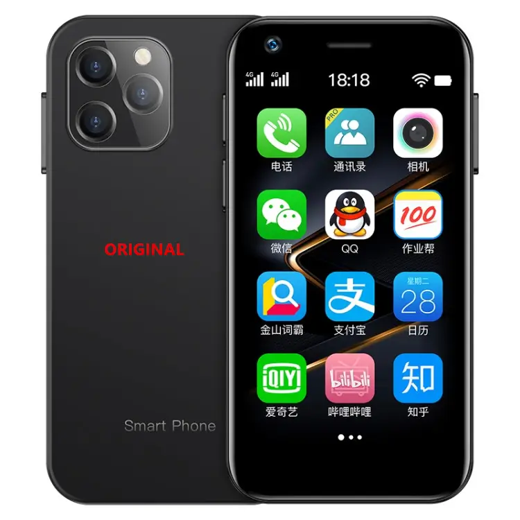 Yüksek kaliteli SOYES XS12 4G Mini kart akıllı telefon 3GB + 64GB 3.0 inç kullanışlı Android 9.0 dört çekirdekli çift Sim cep telefonu