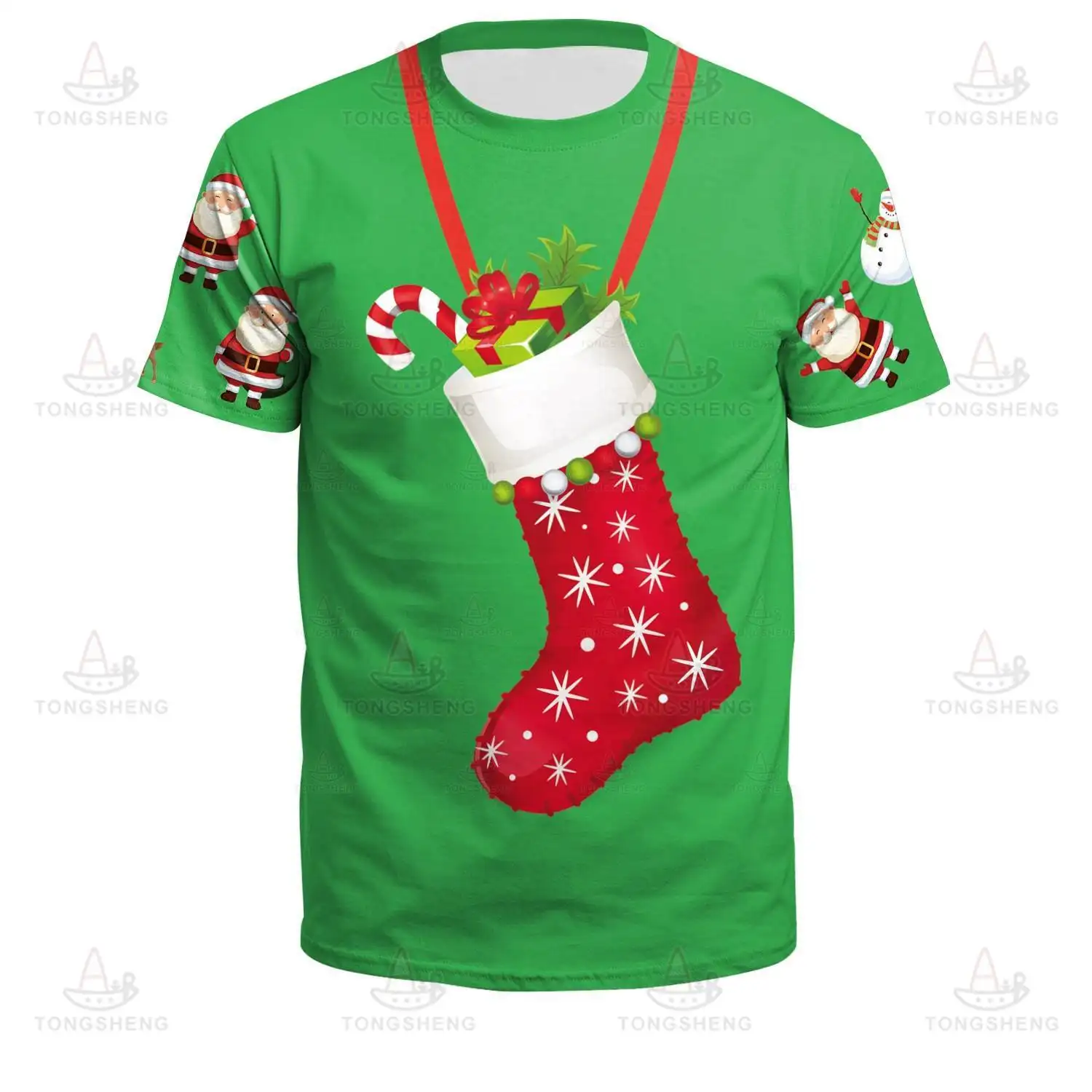 2024 Màu Xanh Lá Cây Giáng Sinh Áo Phông Gia Đình Trẻ Em Bán Buôn Đồ Họa T-Shirts 3D In Vui LED Vui Vẻ Giáng Sinh T Áo Sơ Mi Cho Nam Giới Phụ Nữ