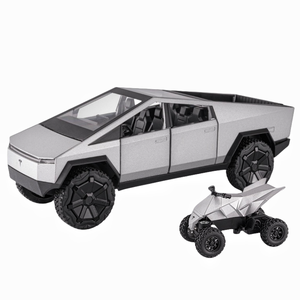Diecast Alloy <strong>Model</strong> <strong>Car</strong> 1:24 <strong>T</strong> Cybertruck Pickup Alloy <strong>Car</strong> <strong>Model</strong> with Sound and Light Pullback with ATV Decorate Metal <strong>Model</strong> - Product Image 1