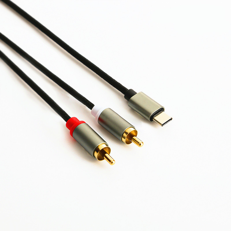 Wholesale New 2in1 USB Type C to 2 RCA splitter audio cable for mobilephone tablet speaker audio cable