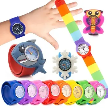 Groothandel Goedkope Promotionele Item Kids Siliconen Cartoon Klap Kinderen Digitale Cartoon Polshorloge Instructies Kids Rubber Horloge