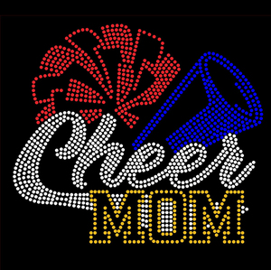 Cheerleading Rhinestone Bling Iron on Transfer <strong>DIY</strong> <strong>Cheer</strong> Mom Rhinestone Heat Transfer Decals for Garment Decoration - Product Image 1