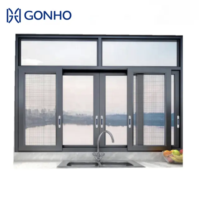 Sliding Window with Mosquito Net Security Window Grill Metal Frame Aluminum Sliding Windows For House