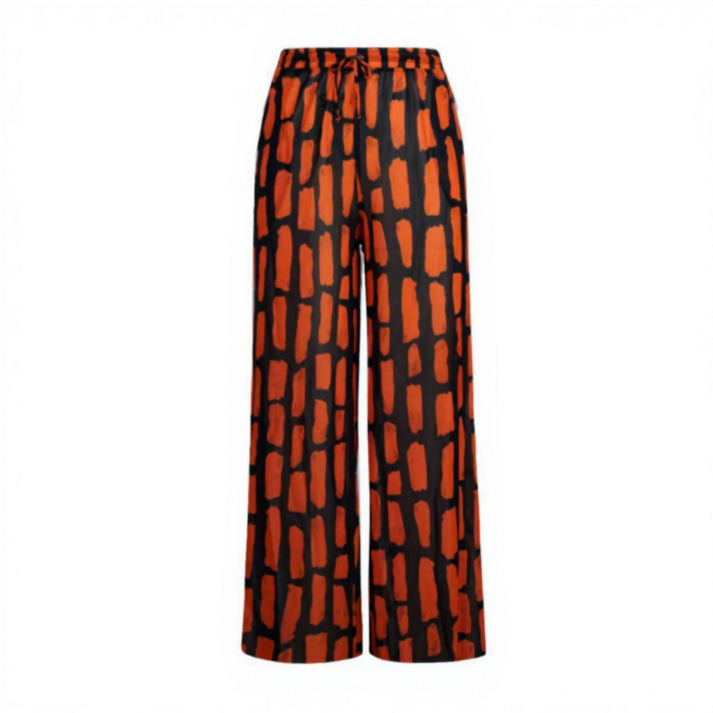 Pantalon à carreaux orange et noir