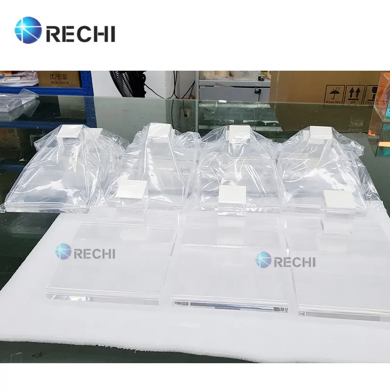 عرض متجر RECHI مخصص هاي-إند واضح البيع بالتجزئة Po حامل عرض مع علامة المحمول
