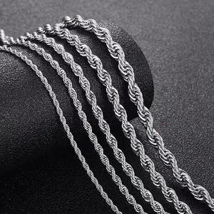 European American Fashion High Quality Gold Plated Stainless Steel Twisted <strong>Chain</strong> 2mm 3mm 4mm 5mm <strong>Chain</strong> Necklace