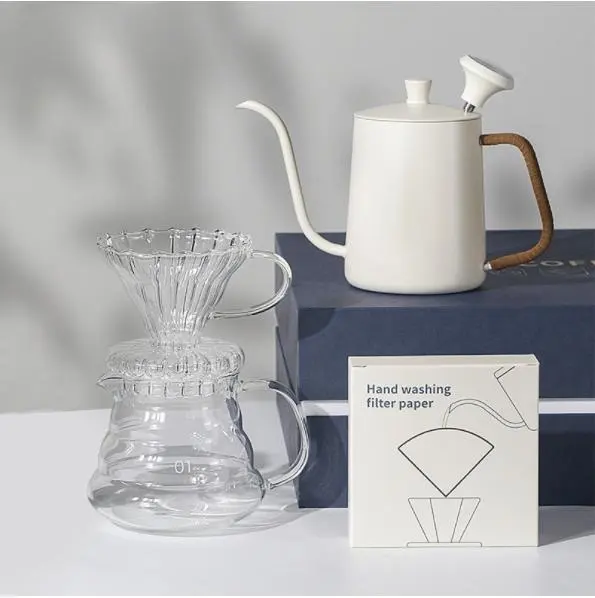 Winnel Custom Geschenk verpackung Tragbare Reise Hausgemachte Kaffee Tee Liebhaber Geschenk box Set Rustikale Tischplatte Cooffe Maker