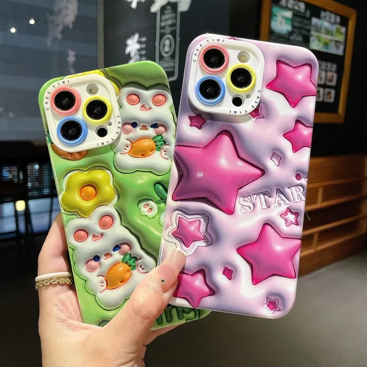 Funda de teléfono móvil con imagen impresa en 3D de tres estrellas en uno para iPhone Samsung Xiaomi