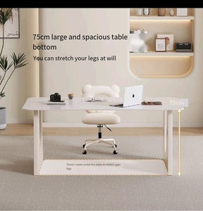 Light Luxury Contemporary Style Senior Metal Office <strong>Desk</strong> Cream Rock Board <strong>Simple</strong> <strong>Computer</strong> <strong>Desk</strong> with Extendable Feature Made Iron - Product Image 5