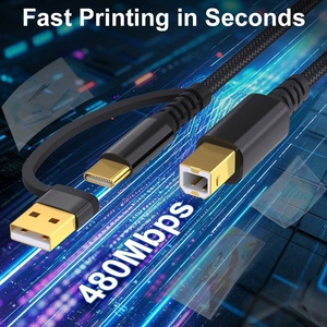 1M 2M 3M 5M USB a/c เพื่อ USB-B สาย MIDI ความเร็วสูง2 in 1 USB สายเครื่องพิมพ์ midi สำหรับ HP Canon Dell Epson Brother Samsung Printer - Product Image 6