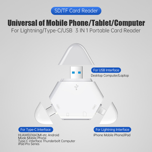 Lector de tarjetas 3 en 1, multifunción, plegable, Universal, tipo C, Micro USB, TF/SD, para ordenador - Product Image 4