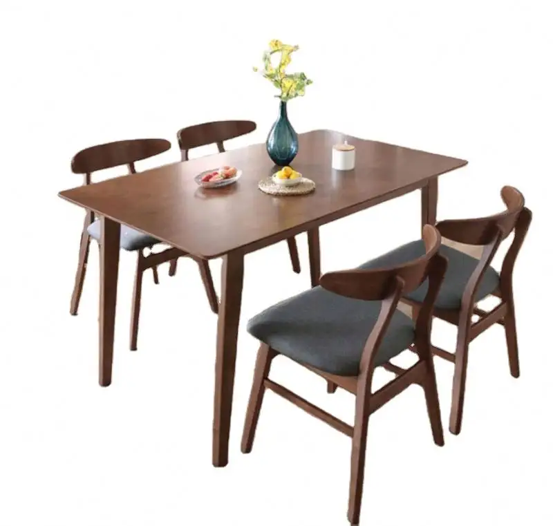 Solid Wood Dining Table Malaysia Imported Rubber Wood Dining Room Furniture 1 Table 4 Chairs 6 Chairs Combination