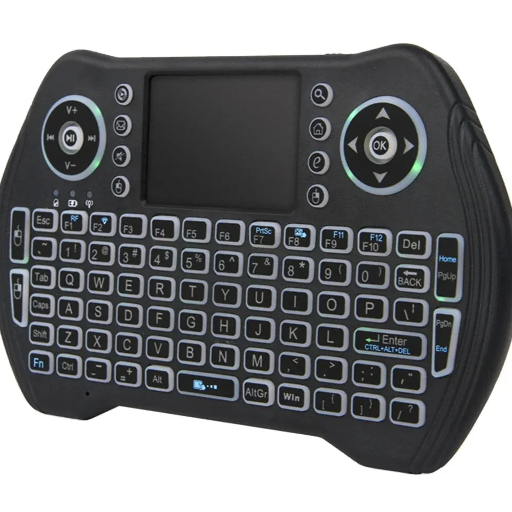 Teclado de color inalámbrico de 2,4G, mini panel táctil, ratón, Control remoto multimedia, teclado de mano, GamePad para caja de TV