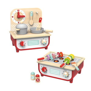 新しいキッズクリエイティブゲームおもちゃ木製キッチンおもちゃセット & バーベキュー - Product Image 1