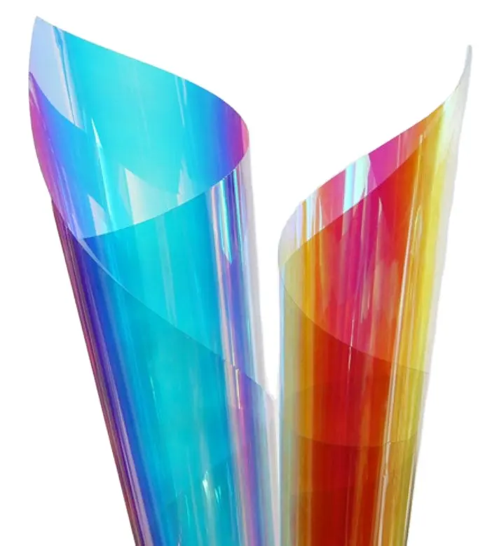 Auto adhesivo de vidrio dicroico películas de color Arco Iris iridiscente película de la ventana