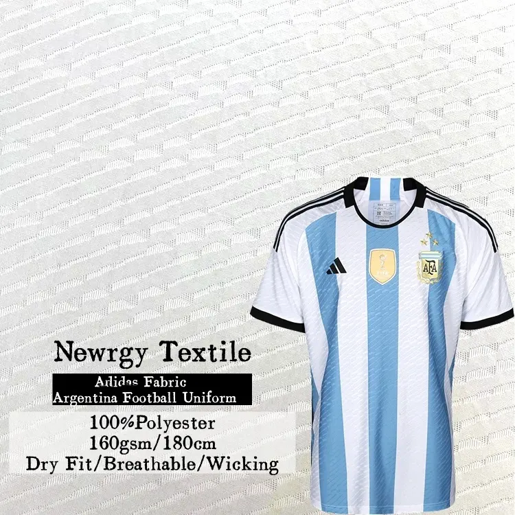 Dry Fit 100% poliéster textil Inglaterra fútbol uniforme sublimación Adida Jacquard Wicking tela para fútbol Jersey