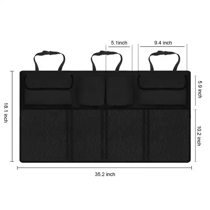 Sac de rangement pour siège arrière de voiture Organisateur de coffre de voiture avec 8 poches Grand sac de rangement pour épicerie