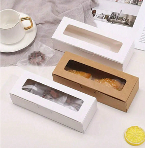 <strong>Rectangle</strong> White Paper <strong>Box</strong> With <strong>Display</strong> <strong>Window</strong> for Macaron, Snack Packaging Container Mochi Dessert Cake Baking Gift Packaging - Product Image 3