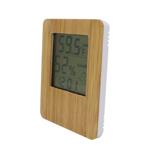 美国乡村多功能温湿度显示带微笑的竹木液晶时钟 - Product Image 2