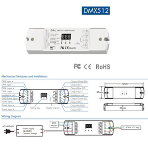 D4-L 4 canali 5A/CH 12-24VDC tensione costante RDM & DMX512 Decoder DMX512 Dimmer digitale PWM DMX per RGB/RGBW striscia di luce - Product Image 6