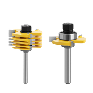 2PCS T & G ASSEMBLYカッタールータービット3歯ボックスフィンガージョイントルータービットセットウッドフェイスミル用木工フライス - Product Image 1