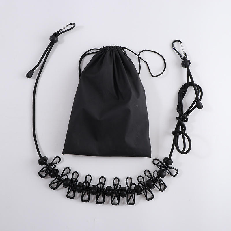 Cuerda negra de 1,8 m con clips negros