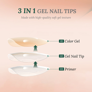 Nailpop 3-in-1 fransız jel tırnak ipuçları kadınlar için yumuşak akrilik badem ve Stiletto desen pres-çivi tasarım 5 renk seçenekleri - Product Image 3