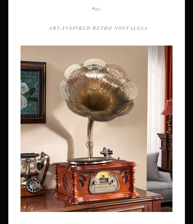 Best Quality wooden Retro Gramophone Multifunctional player phonograph for home audio