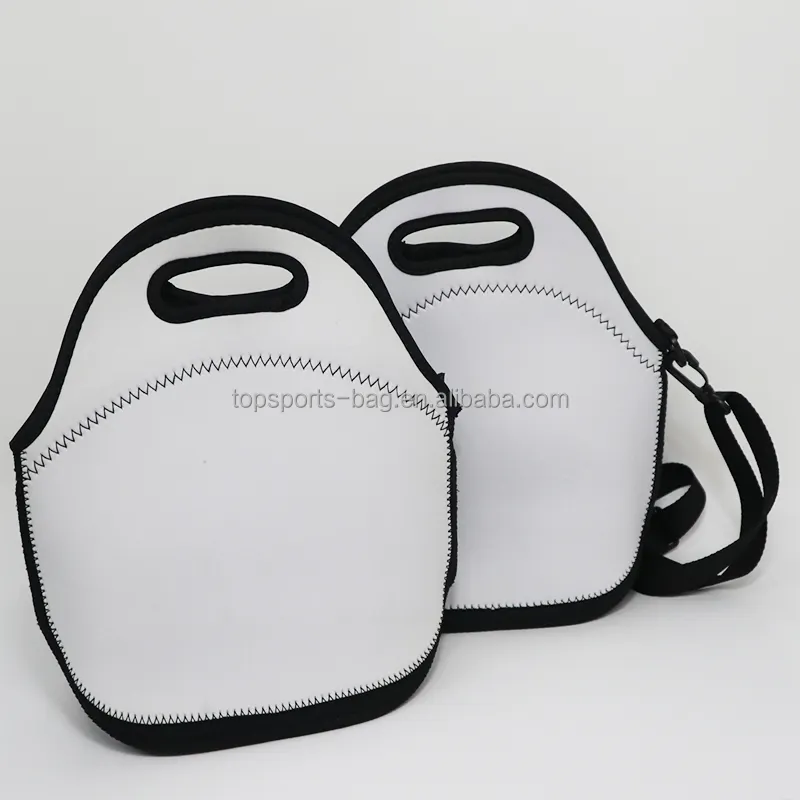 Borsa per il pranzo in bianco a sublimazione borsa per il pranzo in neoprene bianco di dimensioni regolari isolata per sublimazione