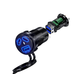 USB C <strong>Socket</strong> <strong>12</strong> <strong>V</strong> Car Charger 18 W QC3.0 USB &amp; Dual 45 W PD Type C With Button Switch - Product Image 2