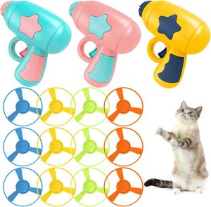 卸売ディスク竹トンボガンピストルおもちゃ猫フェッチおもちゃセット猫インタラクティブティーザートレーニングおもちゃ - Product Image 1