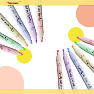 Benutzer definierte Doppelspitze Fließendes Schreiben 6 Farben Ungiftig Niedliche Katheadform Gesicht Meißels pitze Text marker Markierung sset für Kinder - Product Image 3