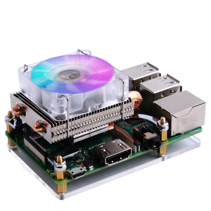 52Pi Ice Tower Cooling Fan 7 Color RGB LED Light With Acrylic Base Case für Raspberry Pi 4 Model B / 3B + / 3B - Product Image 1