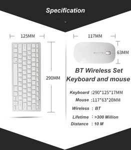 Miniteclado y ratón inalámbrico 2022 fino, juego de videojuegos BT para Apple, Android, tableta, teléfono - Product Image 6